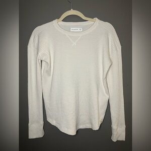 abercrombie kids Cream Waffle-Knit Crewneck Top